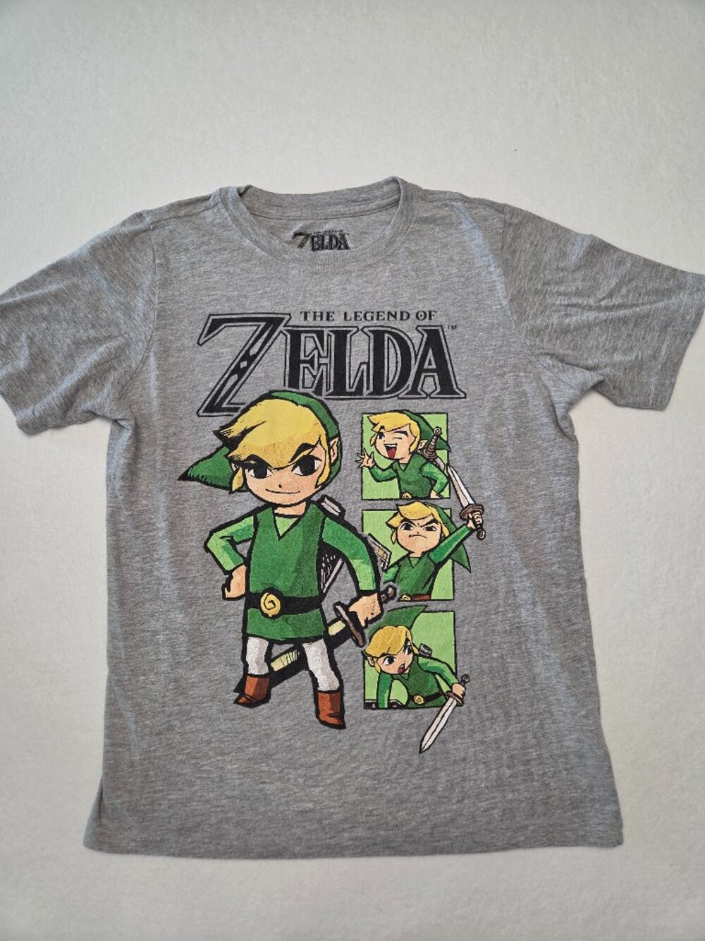 The Legend of Zelda Kids Retro Short Sleeve T-Shirt Gray Youth Size 14